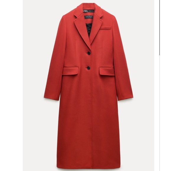 ZARA ZW COLLECTION RED LONG FITTED WOOL COAT XS L REF. 8354/748 - Picture 6 of 12